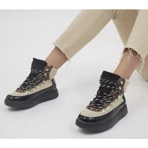 Woden Iris Mix Boots Leopard Size 6.5